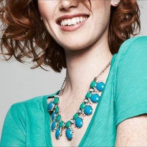 Flirty Glam Green Blue Crystal Gem Necklace